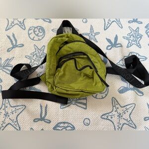 BAGGU Mini Green Backpack with Black Straps